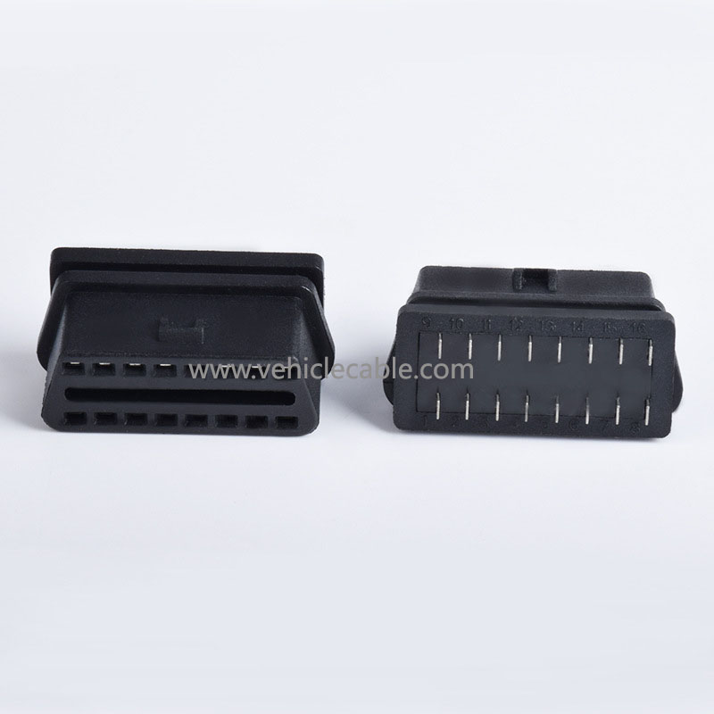 Automotive OBD2 female connector pin injection molding type OBD plug diagnostic interface With shell optional 