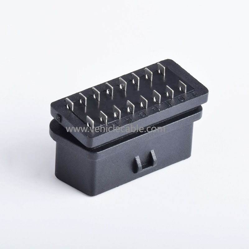 Automotive OBD2 female connector pin injection molding type OBD plug diagnostic interface With shell optional 