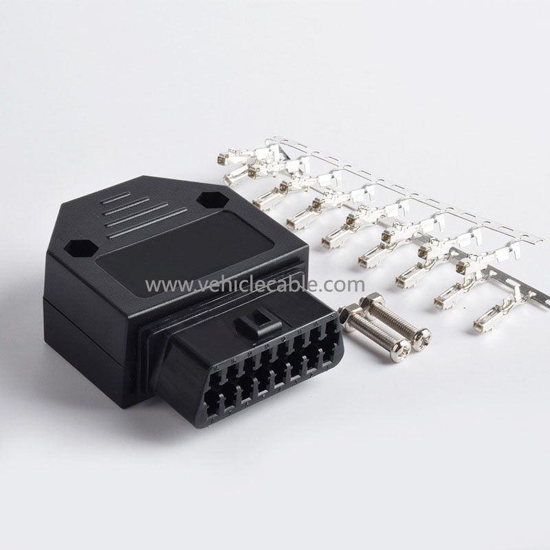Automotive OBD2 16Pin Female Connector OBD Plug + Shell + Terminals + Screws 