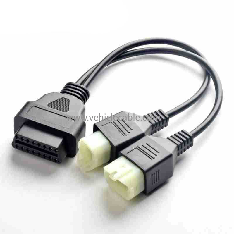 OBDll one tow two connection cable forHonda Motorcycle OBD 16pin to 4pin+6pin pin cable