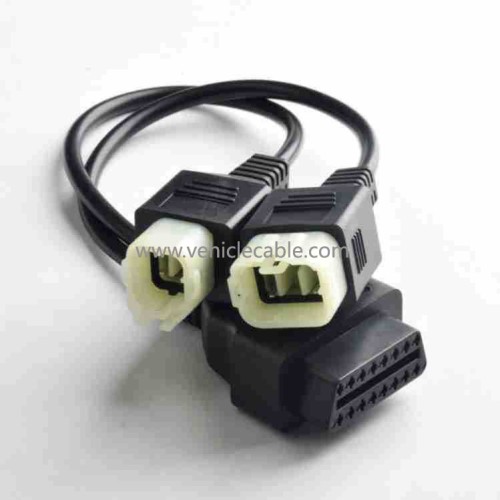 OBDll one tow two connection cable forHonda Motorcycle OBD 16pin to 4pin+6pin pin cable