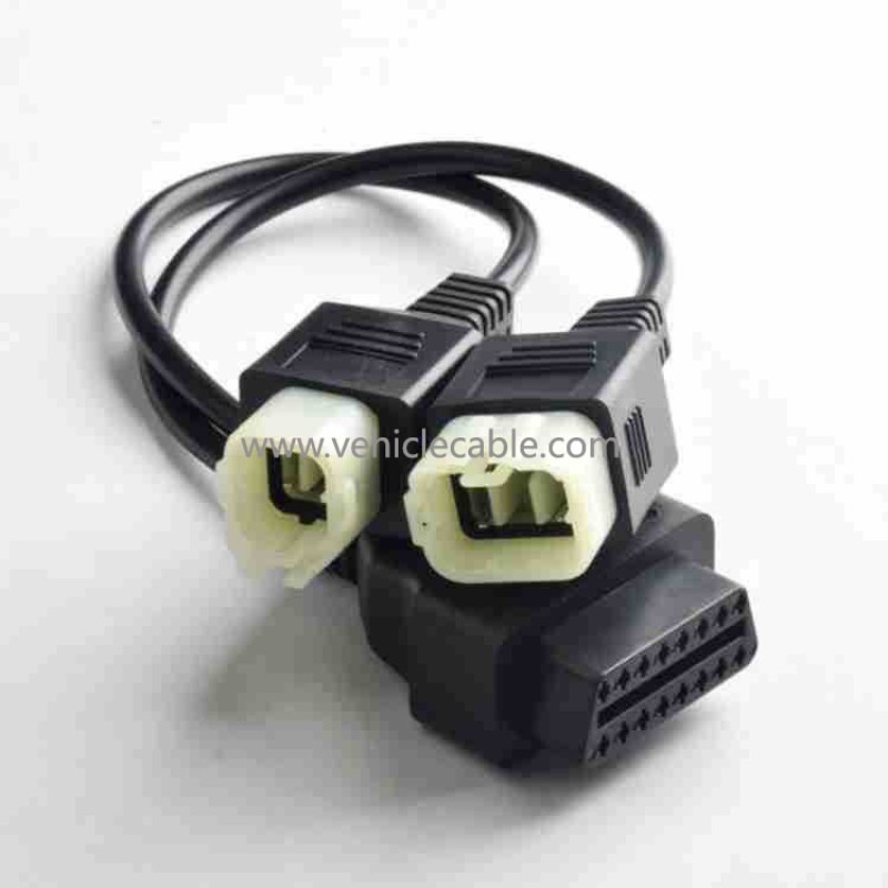 OBDll one tow two connection cable forHonda Motorcycle OBD 16pin to 4pin+6pin pin cable 