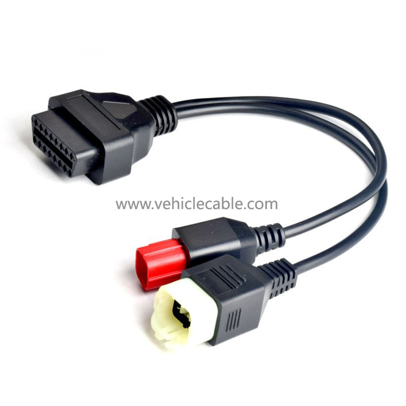 OBD 16pin one to two adapter cable OBDll 4pin to 6pin motorbike national four diagnostic cable 