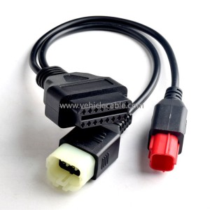 OBD 16pin one to two adapter cable OBDll 4pin to 6pin motorbike national four diagnostic cable 