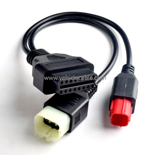 OBD 16pin one to two adapter cable OBDll 4pin to 6pin motorbike national four diagnostic cable