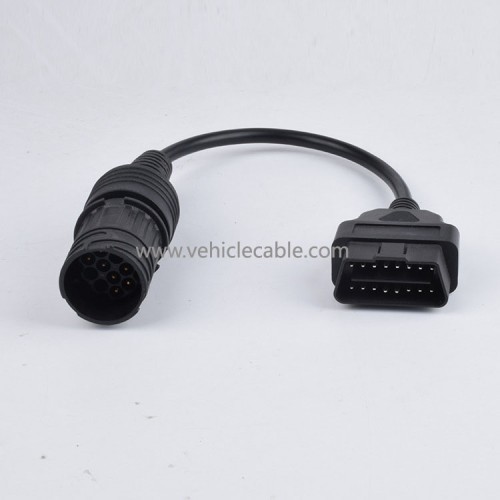 For BMW 10Pin Male to OBD2 Adaptor Cable
