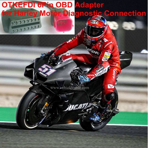 6 Pin OBD Motorbike Diagnostic Adaptor,Euro5 Motorcycle Motorrad OBD2 K-Line CAN-Bus Cable-Black+Red 40CM