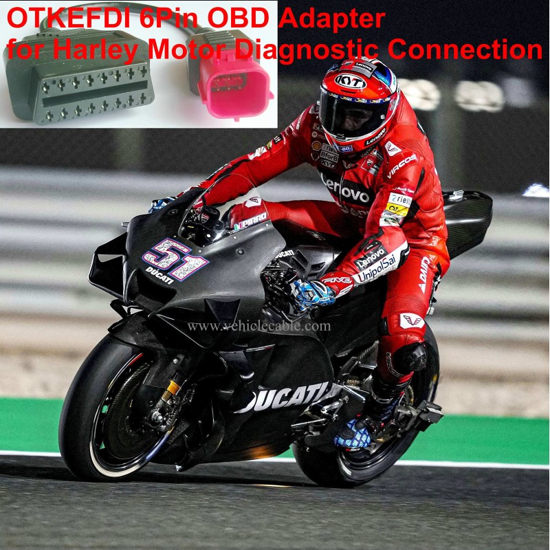 6 Pin OBD Motorbike Diagnostic Adaptor,Euro5 Motorcycle Motorrad OBD2 K-Line CAN-Bus Cable-Black+Red 40CM 