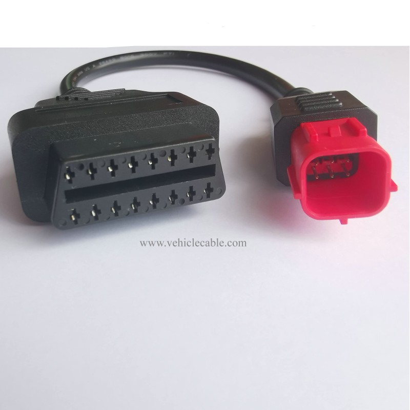 6 Pin OBD Motorbike Diagnostic Adaptor,Euro5 Motorcycle Motorrad OBD2 K-Line CAN-Bus Cable-Black+Red 40CM 