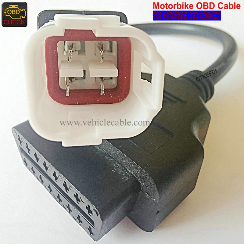 OTKEFDI Motorcycle 4pin OBD Diagnostic CANBUS Cable for Yama Motorbike 40CM Length 