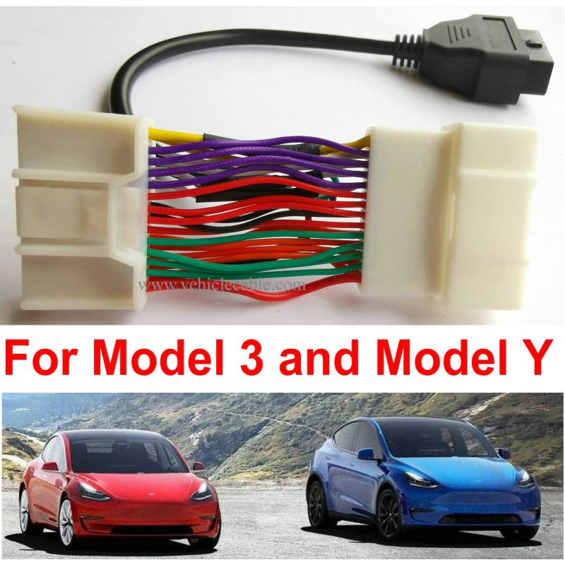 Model 3 & Model Y OBD2 Diagnostic Harness Scanner Splitter 26Pin Adapter for Tesla Model 3 & Model Y Post Jan 2019 to Now Black 