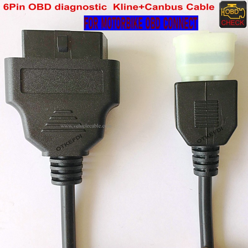 Motorcycle 6 Pin OBD Diagnostic Cable Motorbike Kline and Canbus Motorbike Adapter 