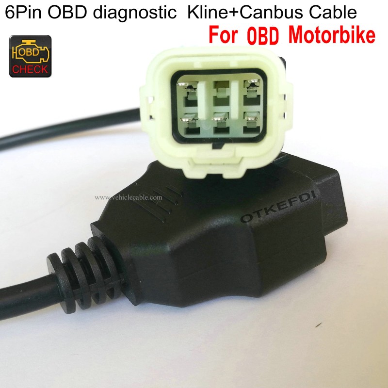 Motorcycle 6 Pin OBD Diagnostic Cable Motorbike Kline and Canbus Motorbike Adapter 