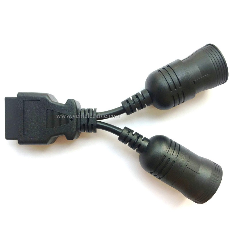 Truck OBD 6Pin 9Pin J1708 J1939 Protocol Diagnostic Adapter Cable,Heavy Duty Truck Bus Trailer OBD2 Diagnostic Scanner Conntor Black 