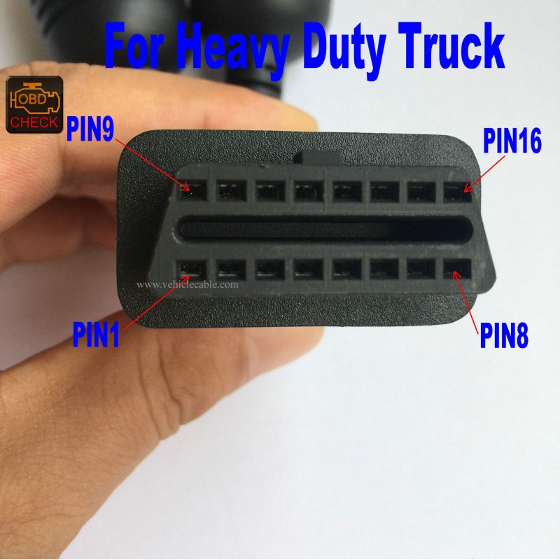 Truck OBD 6Pin 9Pin J1708 J1939 Protocol Diagnostic Adapter Cable,Heavy Duty Truck Bus Trailer OBD2 Diagnostic Scanner Conntor Black 