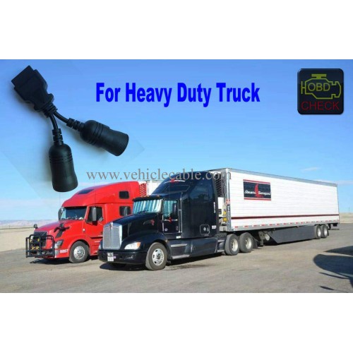 Truck OBD 6Pin 9Pin J1708 J1939 Protocol Diagnostic Adapter Cable,Heavy Duty Truck Bus Trailer OBD2 Diagnostic Scanner Conntor Black