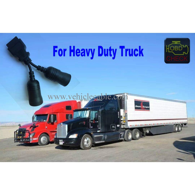 Truck OBD 6Pin 9Pin J1708 J1939 Protocol Diagnostic Adapter Cable,Heavy Duty Truck Bus Trailer OBD2 Diagnostic Scanner Conntor Black 