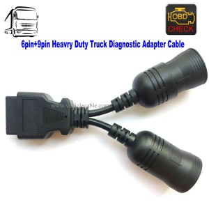 Truck OBD 6Pin 9Pin J1708 J1939 Protocol Diagnostic Adapter Cable,Heavy Duty Truck Bus Trailer OBD2 Diagnostic Scanner Conntor Black 