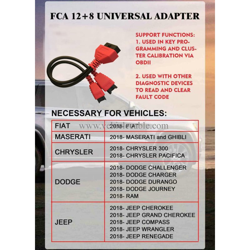 OBD 12+8 Pin Programming Adaptor,OBD2 Diagnostic Adapter for Ch-rysl-er 