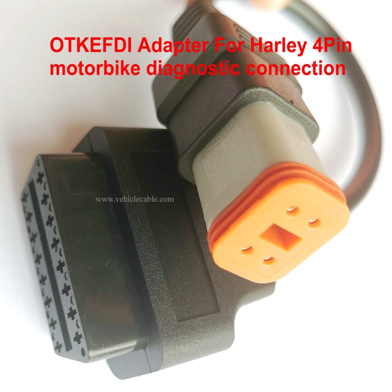 4Pin Motorbike OBD Diagnostic Adapter,OBD2 Motorcycle Cable for Har-Ley Davidson Motors 