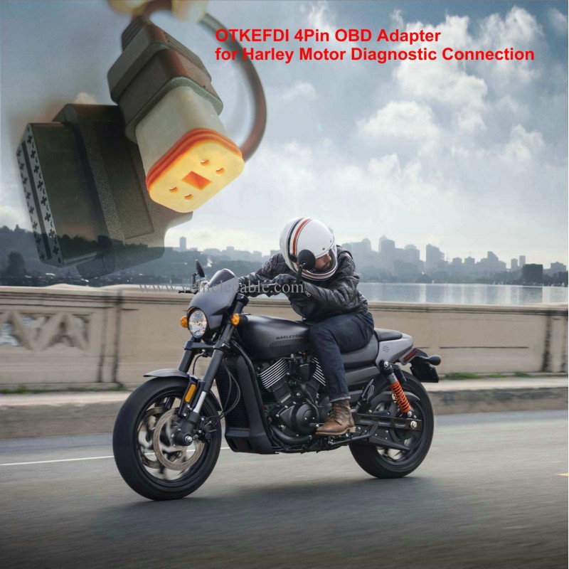 4Pin Motorbike OBD Diagnostic Adapter,OBD2 Motorcycle Cable for Har-Ley Davidson Motors 