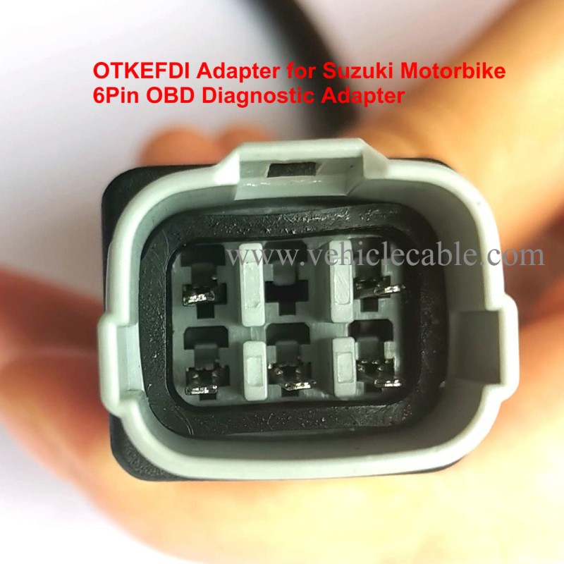 6 Pin Motorbike OBD Adapter,Motorrad Motorcycle Diagnostic OBD2 Cable for Su-zu-ki Motors Black 