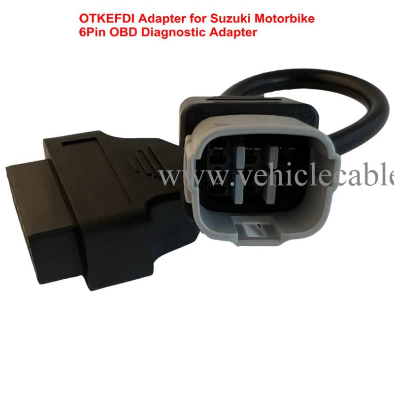 6 Pin Motorbike OBD Adapter,Motorrad Motorcycle Diagnostic OBD2 Cable for Su-zu-ki Motors Black 