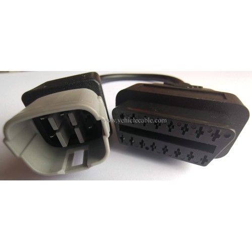 6 Pin Motorbike OBD Adapter,Motorrad Motorcycle Diagnostic OBD2 Cable for Su-zu-ki Motors Black
