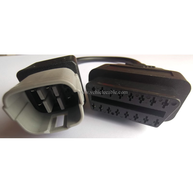 6 Pin Motorbike OBD Adapter,Motorrad Motorcycle Diagnostic OBD2 Cable for Su-zu-ki Motors Black 