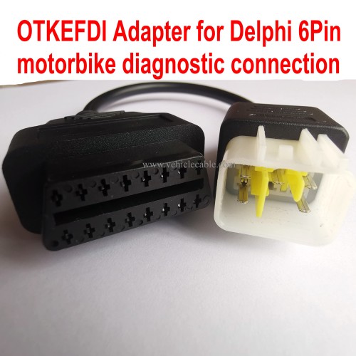6Pin Motor Bike OBD Adapter,Motorrad Motorcycle OBD2 Diagnostic Cable Connector for Delphi ECU Motors