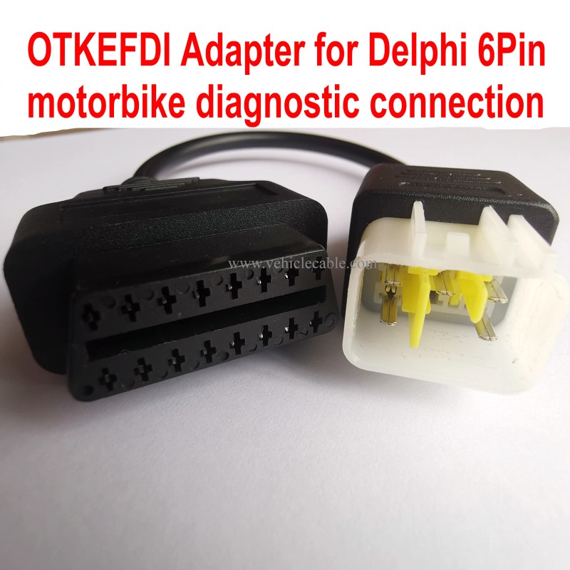 6Pin Motor Bike OBD Adapter,Motorrad Motorcycle OBD2 Diagnostic Cable Connector for Delphi ECU Motors 