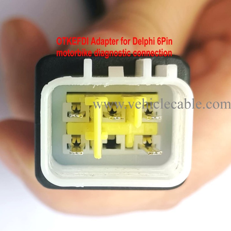 6Pin Motor Bike OBD Adapter,Motorrad Motorcycle OBD2 Diagnostic Cable Connector for Delphi ECU Motors 