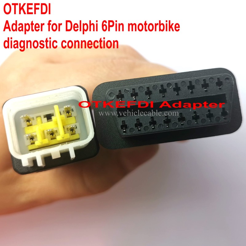 6Pin Motor Bike OBD Adapter,Motorrad Motorcycle OBD2 Diagnostic Cable Connector for Delphi ECU Motors 