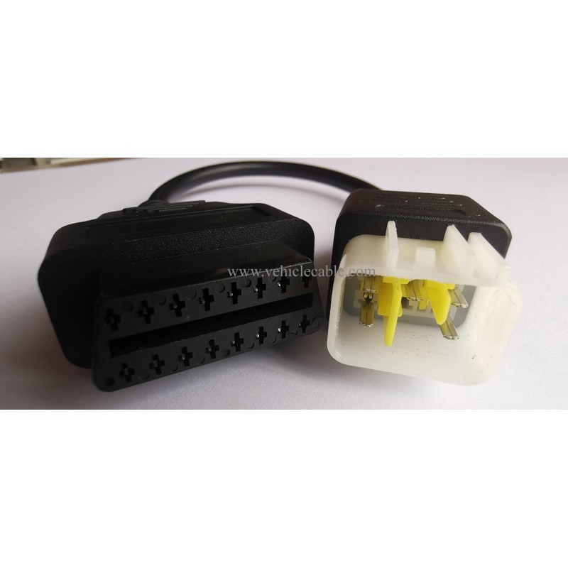 6Pin Motor Bike OBD Adapter,Motorrad Motorcycle OBD2 Diagnostic Cable Connector for Delphi ECU Motors 