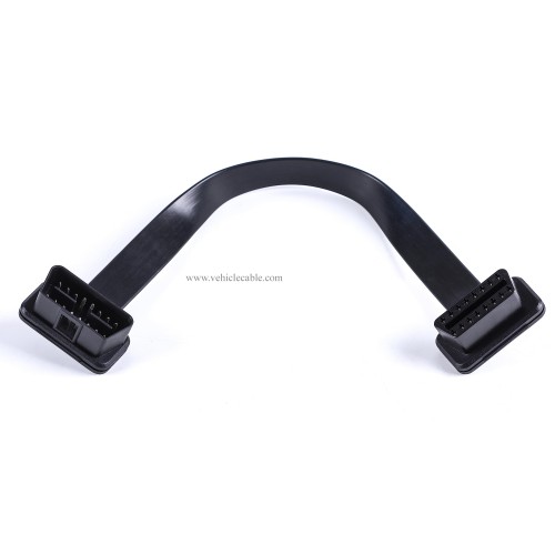 Low Profile OBD 2 OBD ii Male to Female Ribbon Extension Diagnostic Cable 16pins Connected Fully for Scan Tool Code Reader 1ft/30cm