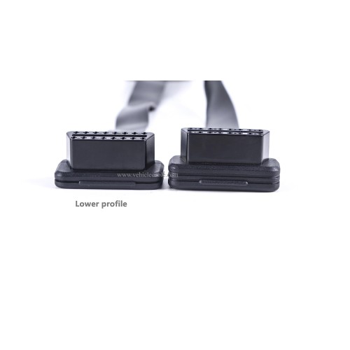 Low Profile OBD 2 OBD ii Male to Female Ribbon Extension Diagnostic Cable 16pins Connected Fully for Scan Tool Code Reader 1ft/30cm