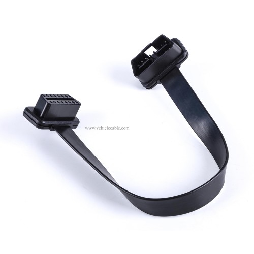 Low Profile OBD 2 OBD ii Male to Female Ribbon Extension Diagnostic Cable 16pins Connected Fully for Scan Tool Code Reader 1ft/30cm