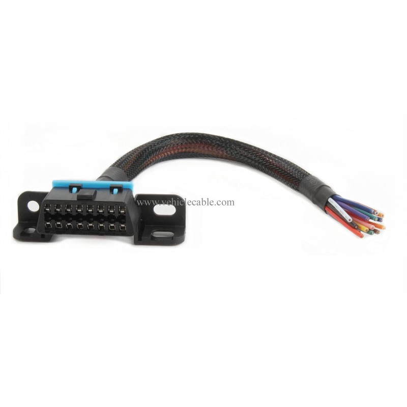 16PIN j1962F OBD2 Female to Open Cable OBDII Dash Port Pigtail Fixed Wire Harness 