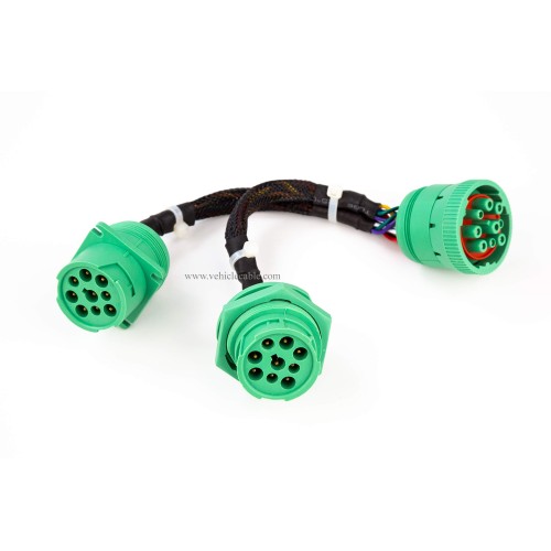 TYPE2 SAE J939 Splitter Y Cable 9pin Data Power Extension Cable for Truck ELD GPS Tracker Diagnostic Tools