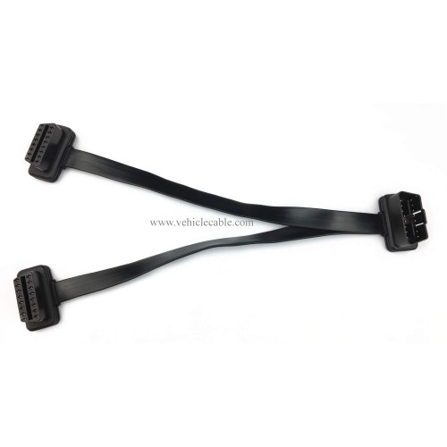 Short Low Profile OBD 2 Connector 26AWG Thick and Safe Male to Dual Female Flexible Splitter Y Cable 16pins 1ft/30cm