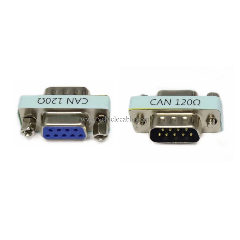 2pcs CAN Bus Terminal Resistance Terminator DB9 120ohm RS323 Serial Male to Female Connector Adatper with 120ohm Resistance
