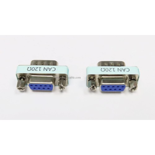2pcs CAN Bus Terminal Resistance Terminator DB9 120ohm RS323 Serial Male to Female Connector Adatper with 120ohm Resistance
