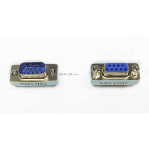 2pcs CAN Bus Terminal Resistance Terminator DB9 120ohm RS323 Serial Male to Female Connector Adatper with 120ohm Resistance