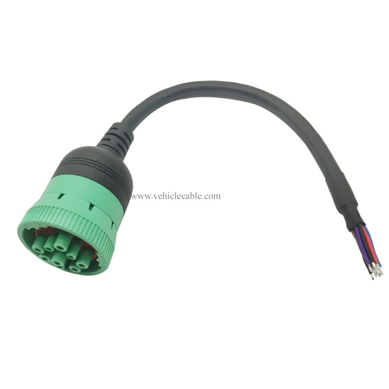 YPP Type 2 Green 9pin J1939 to Open Loose Male Cable 1ft/30cm 