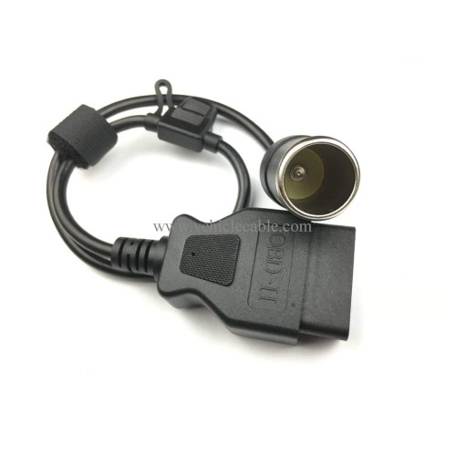 OBD2 to Cigarette Lighter Female Connecter Vechile Car Constant Power Cable 16AWG Safely with 15A Fuse