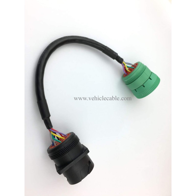 9pin J1939 Adapter Cable Type 1 Black Connector to Type 2 Green Connector for Truck Diagnostic Tool and ELD GPS Trackers 