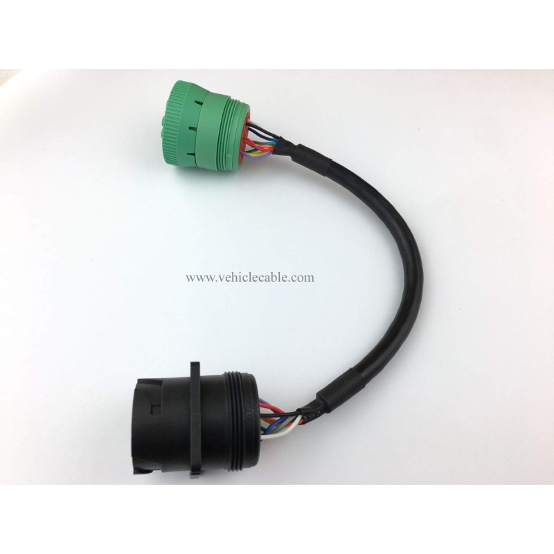 9pin J1939 Adapter Cable Type 1 Black Connector to Type 2 Green Connector for Truck Diagnostic Tool and ELD GPS Trackers 