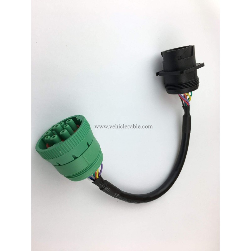 9pin J1939 Adapter Cable Type 1 Black Connector to Type 2 Green Connector for Truck Diagnostic Tool and ELD GPS Trackers 