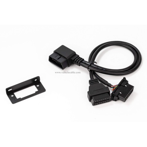 YPP Angled Universal Full 16pin OBD2 OBD II Splitter Extension Y Cable Dual Female with Indash Bracket for GPS Tracker Diagnostic Reader
