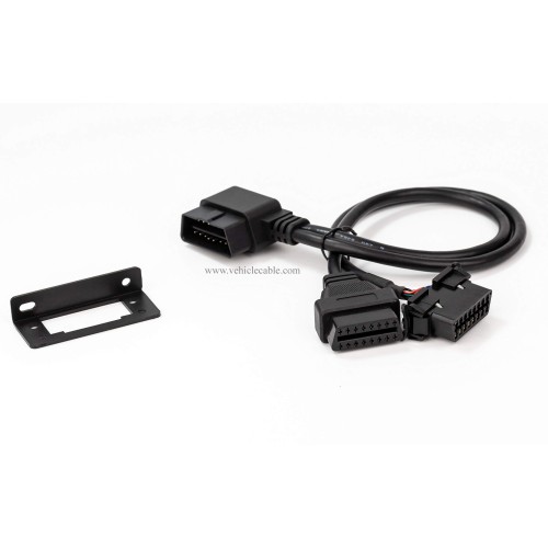YPP Angled Universal Full 16pin OBD2 OBD II Splitter Extension Y Cable Dual Female with Indash Bracket for GPS Tracker Diagnostic Reader